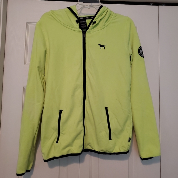 PINK Victoria's Secret Tops - Neon PINK Zip-Up Sweatshirt